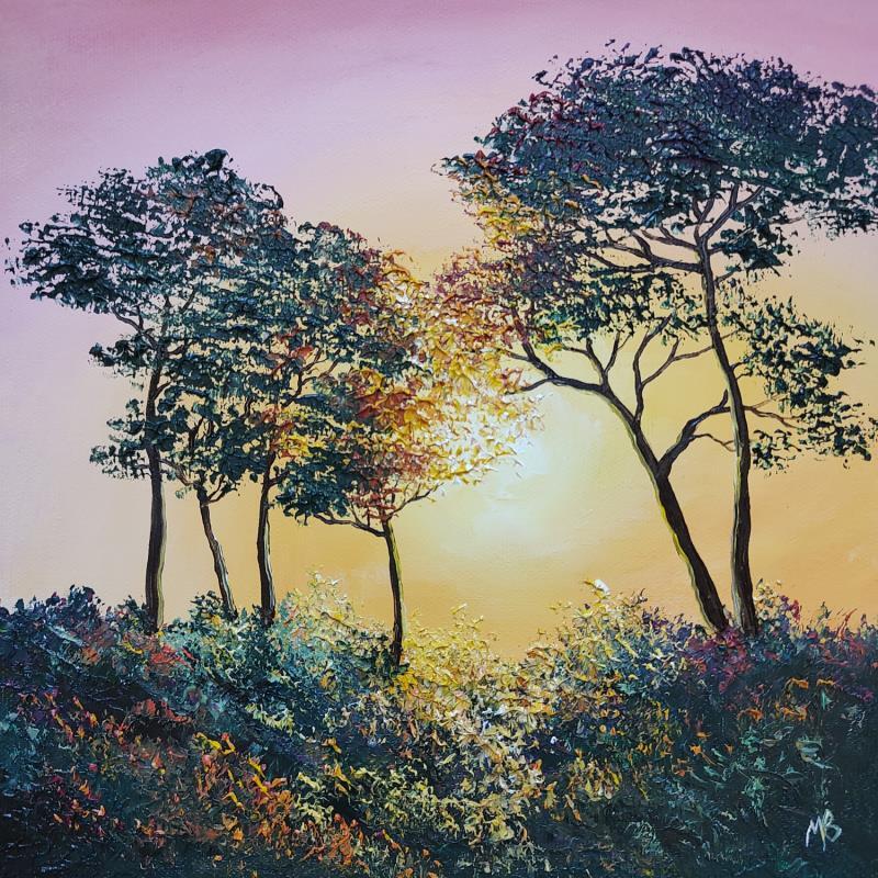 Painting Dernières couleurs du jour by Blandin Magali | Painting Figurative Landscapes Oil