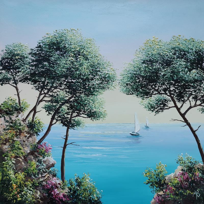 Painting Entre les pins by Blandin Magali | Painting Figurative Landscapes Oil