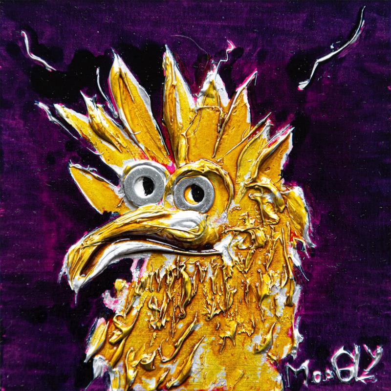 Painting Cocoricus by Moogly | Painting Raw art Animals Cardboard Acrylic Resin Pigments