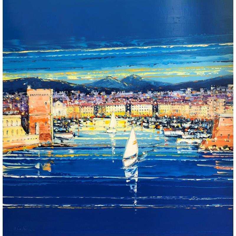 Painting Plus belle la ville, Marseille by Corbière Liisa | Painting Figurative Oil Landscapes
