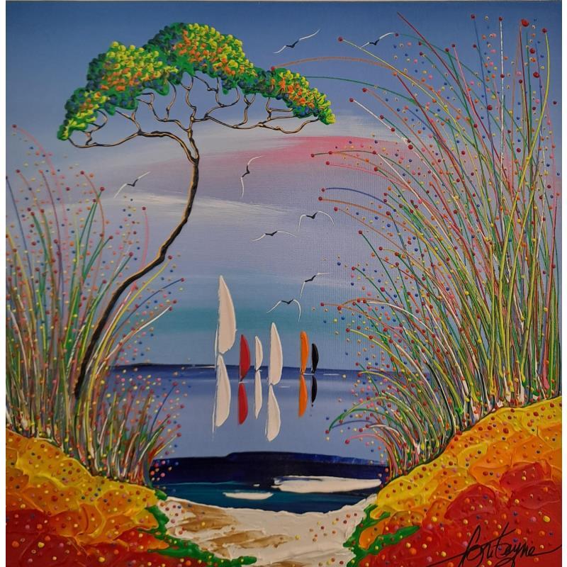 Peinture La plage , l'amour et toi par Fonteyne David | Tableau Figuratif Paysages Acrylique