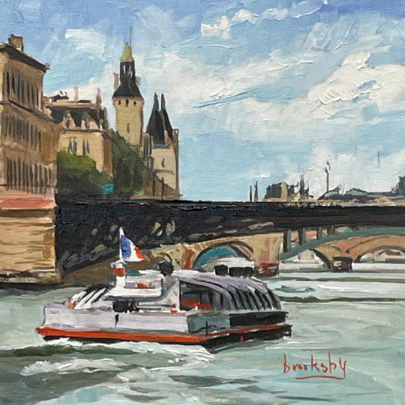 Painting La Seine Mon Amour by Brooksby | Painting Figurative Urban Architecture Oil