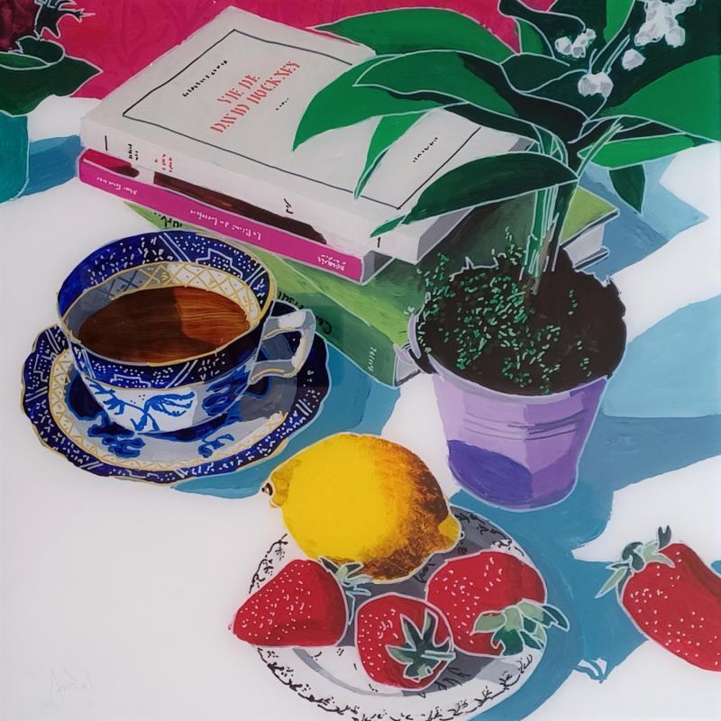 Painting Les fraises du 1er mai de David by Auriol Philippe | Painting Figurative Acrylic, Plexiglass, Posca Still-life