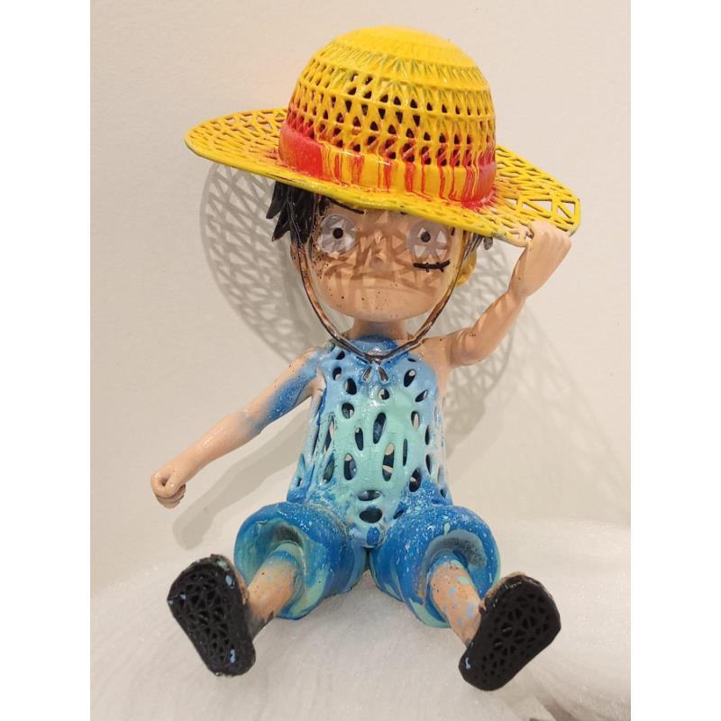 Sculpture Blue Kid Luffy by Mikhel Julien | Sculpture Pop-art Graffiti, Resin