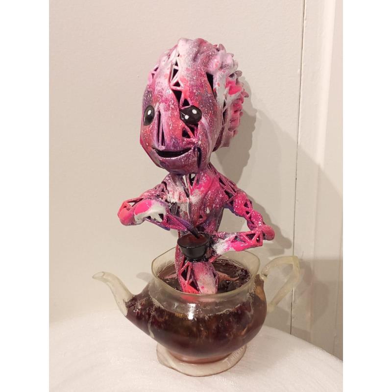 Sculpture Groot Tea Time Hibiscus by Mikhel Julien | Sculpture Pop-art Graffiti, Resin