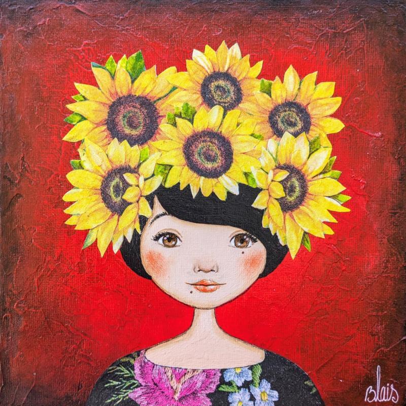 Painting Maud  by Blais Delphine | Painting Naive art Acrylic, Gluing Pop icons, Portrait