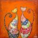 Painting Chats 16 by Blais Delphine | Painting Figurative Animals Acrylic Gluing