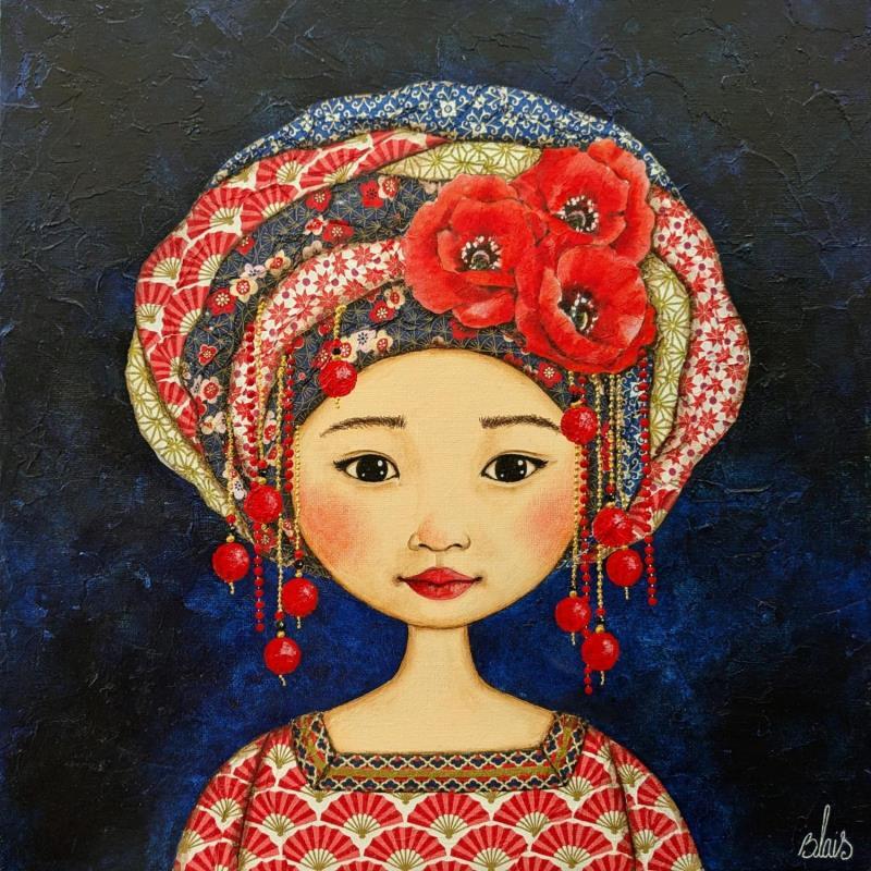 Peinture Aiko par Blais Delphine | Tableau Figuratif Portraits Acrylique Collage