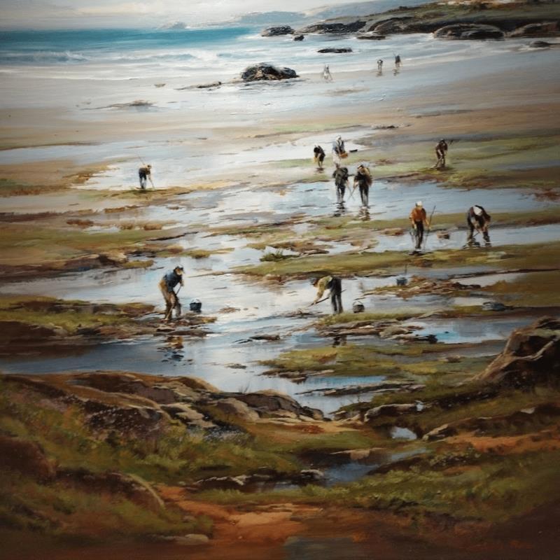 Gemälde Mariscando  (en la ria) von Cabello Ruiz Jose | Gemälde Impressionismus Öl Landschaften