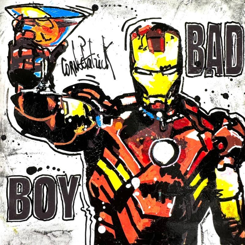 Gemälde Iron Man is a Bad Boy von Cornée Patrick | Gemälde Pop-Art Pop-Ikonen Graffiti Öl