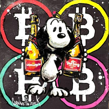 Peinture Snoopy loves champagne par Cornée Patrick | Tableau Pop-art Graffiti, Huile Icones Pop