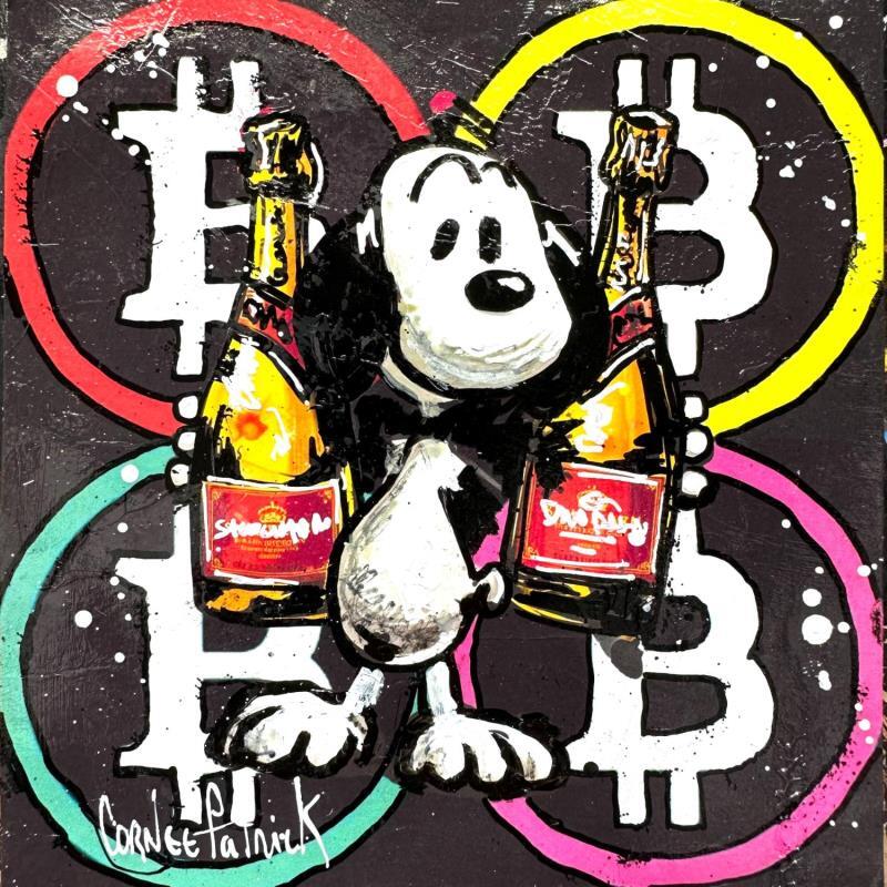 Peinture Snoopy loves champagne par Cornée Patrick | Tableau Pop-art Icones Pop Graffiti Huile