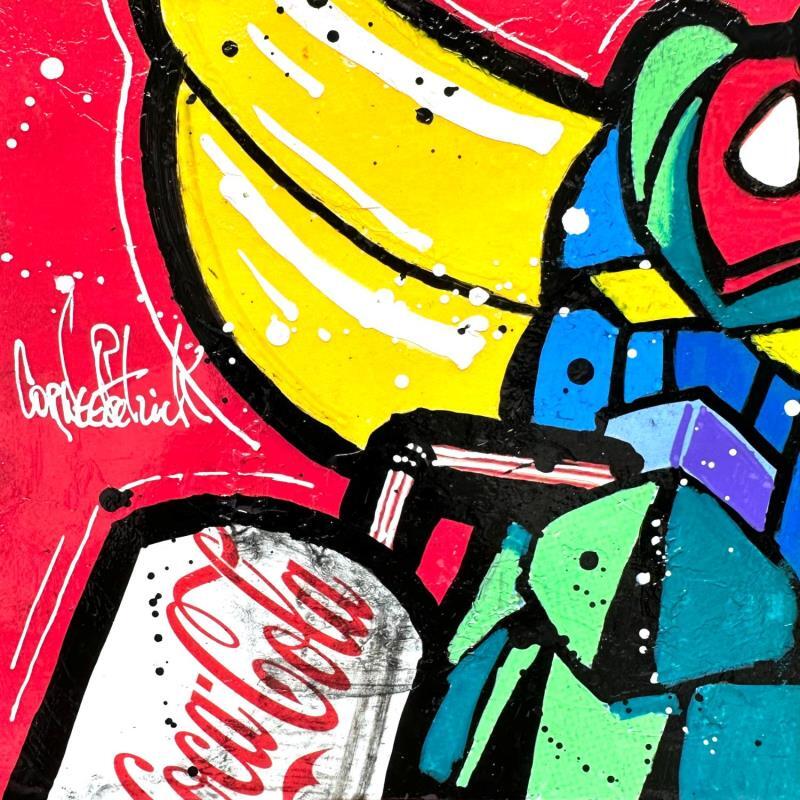 Peinture Goldorak loves Coca Cola par Cornée Patrick | Tableau Pop-art Graffiti, Huile Icones Pop