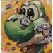 Gemälde Little yoshi von Caizergues Noël  | Gemälde Figurativ Pop-Ikonen Tiere Kinder Acryl Collage