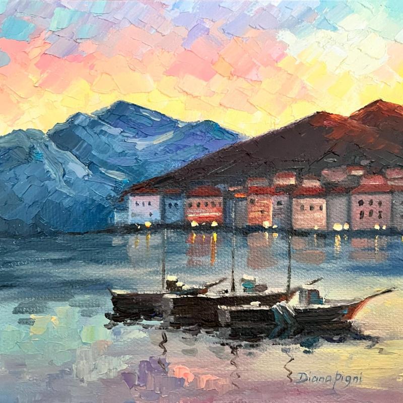 Painting An Evening on the Lake by Pigni Diana | Painting Figurative Oil Landscapes, Marine, Pop icons
