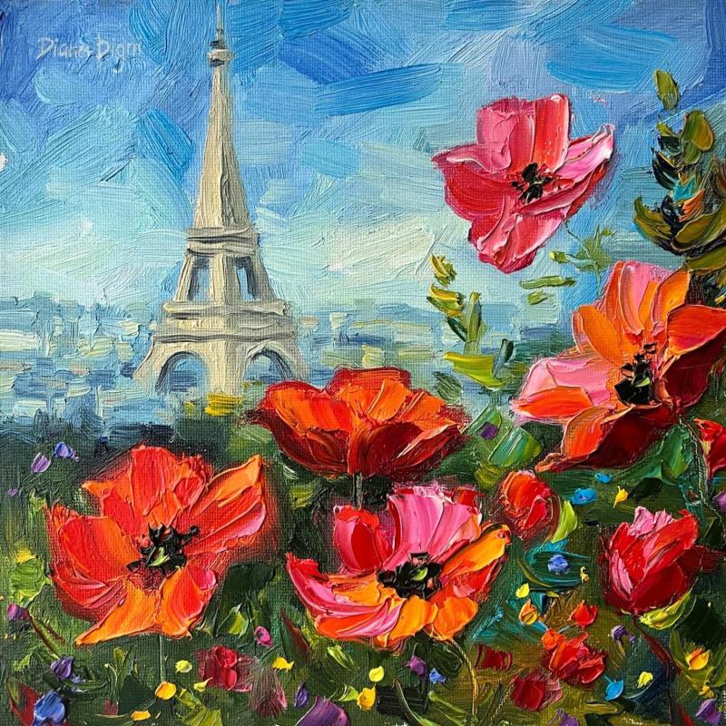 Gemälde Paris in Red von Pigni Diana | Gemälde Figurativ Landschaften Urban Architektur Öl