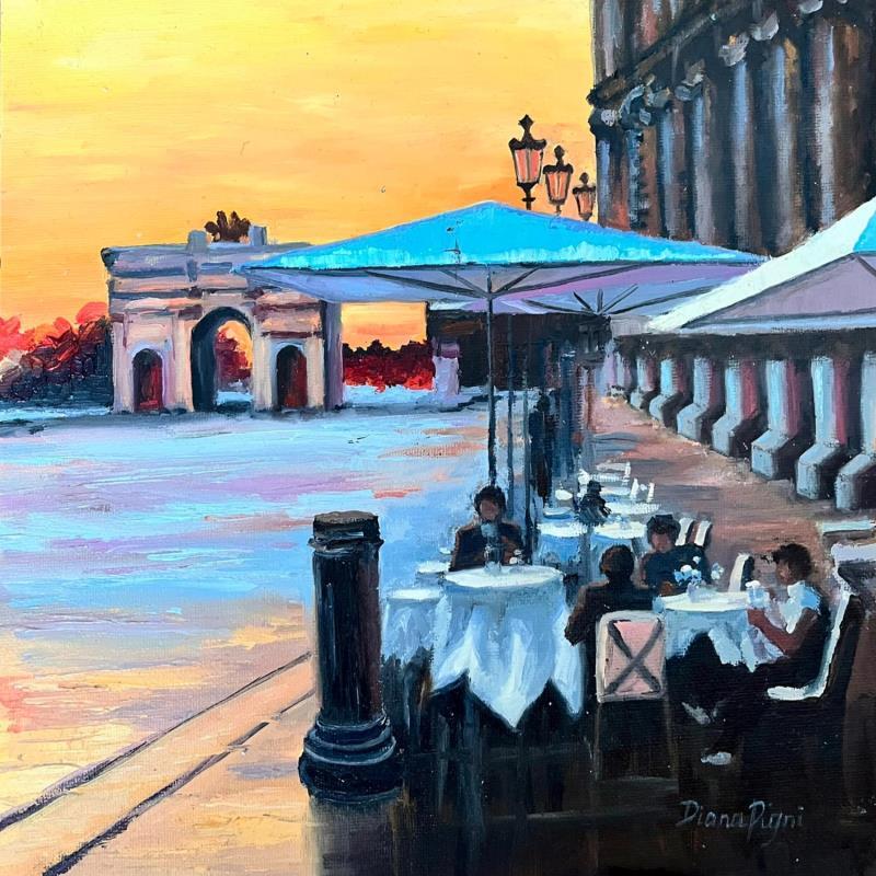 Painting A Dinner Outside by Pigni Diana | Painting Figurative Urban Architecture Oil