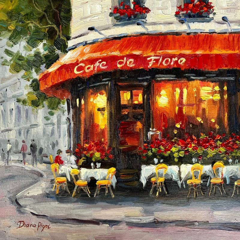 Painting Reverie at Café de Flore by Pigni Diana | Painting Figurative Oil Architecture, Landscapes, Urban