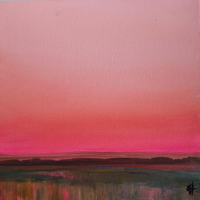 Painting Flamingo Sky by Herz Svenja | Painting Abstract Acrylic Landscapes