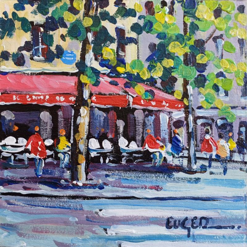 Painting TERRASSE LE CHAMP DE MARS A PARIS by Euger | Painting Figurative Urban Life style Acrylic