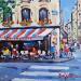 Peinture TERRASSE BONAPARTE A PARIS par Euger | Tableau Figuratif Société Urbain Scènes de vie Acrylique
