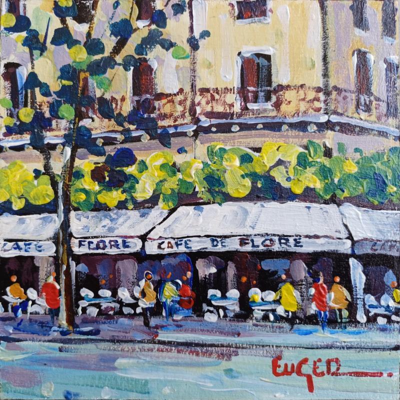 Painting CAFE DE FLORE by Euger | Painting Figurative Society Urban Life style Acrylic