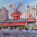 Gemälde LE MOULIN ROUGE A PARIS von Euger | Gemälde Figurativ Gesellschaft Urban Alltagsszenen Acryl