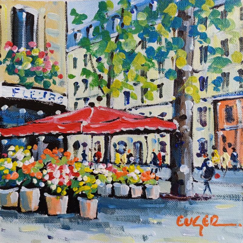 Painting FLEURISTE A PARIS by Euger | Painting Figurative Society Urban Life style Acrylic