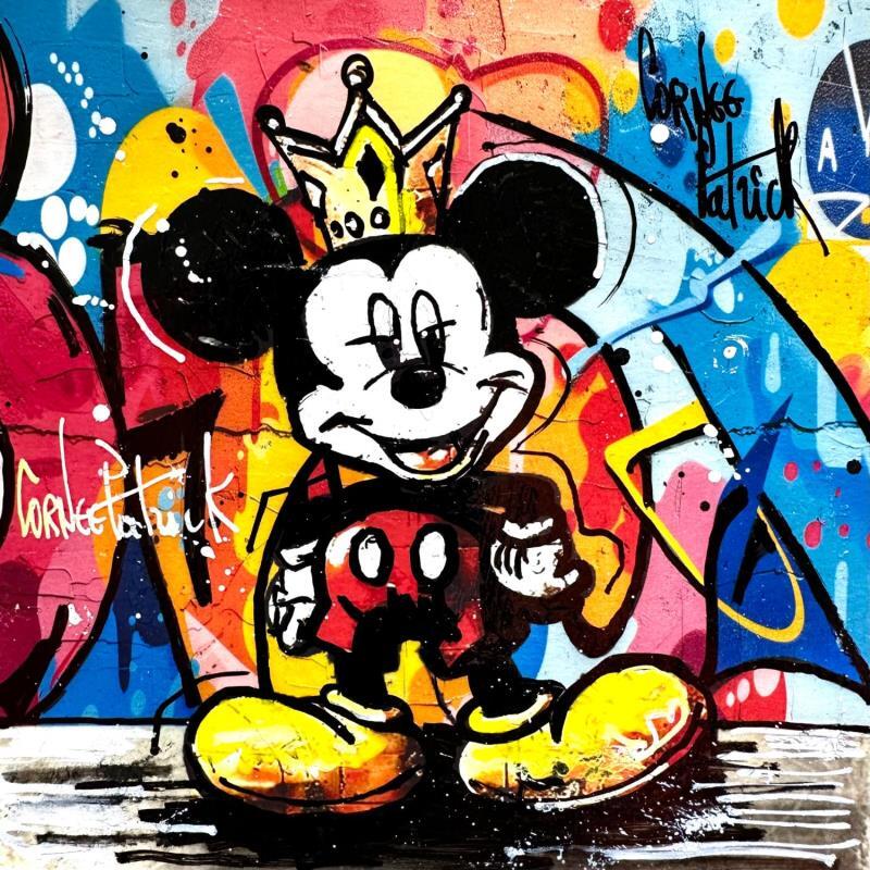 Peinture Mickey the king par Cornée Patrick | Tableau Pop-art Icones Pop Graffiti Huile