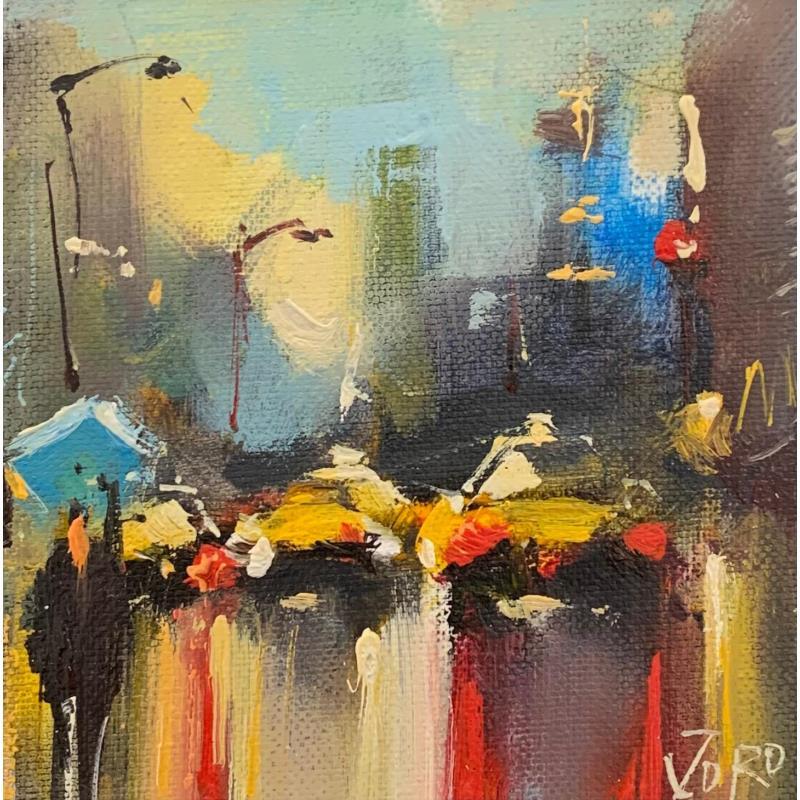 Peinture Rainy street par Joro | Tableau Figuratif Urbain Huile