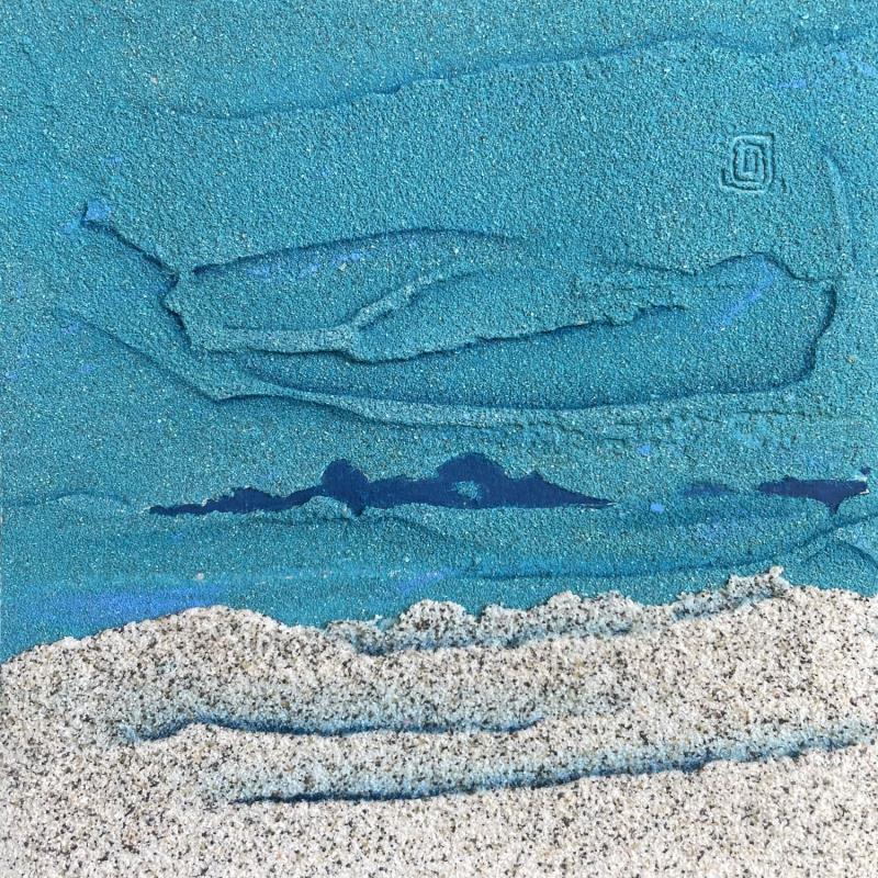 Gemälde Carré Grain de Sable Bleu 10 von CMalou | Gemälde Materialismus Minimalistisch Sand