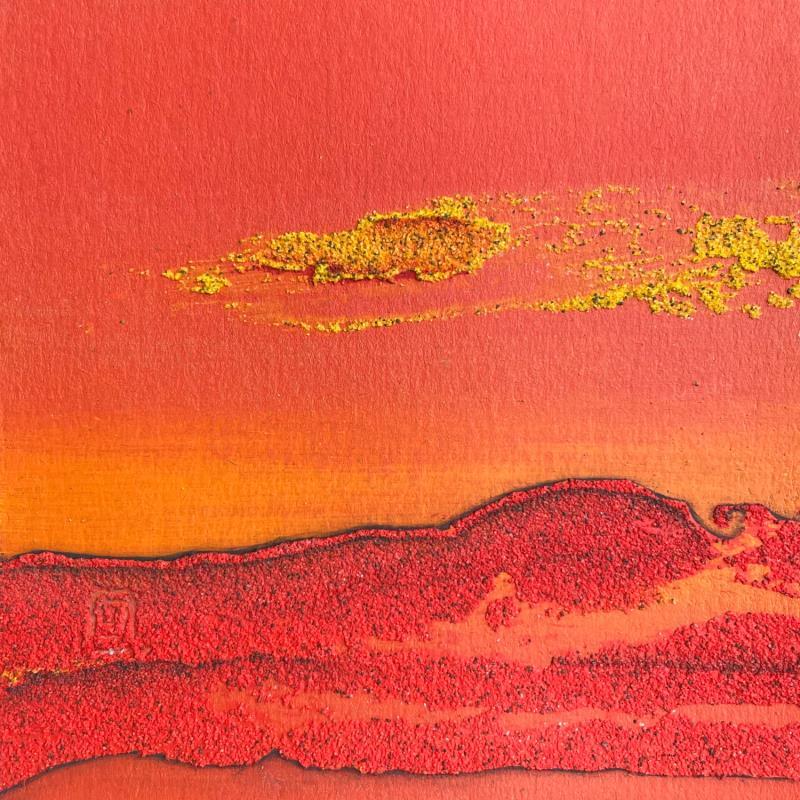 Peinture Carré Soleil 4 par CMalou | Tableau Matiérisme Minimaliste Carton Sable