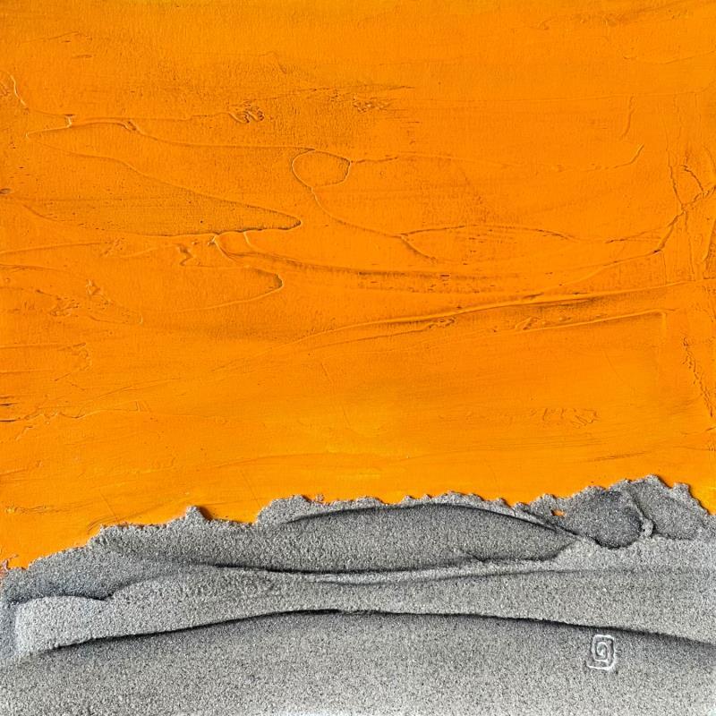 Gemälde Carré Orangé Sali von CMalou | Gemälde Materialismus Minimalistisch Sand