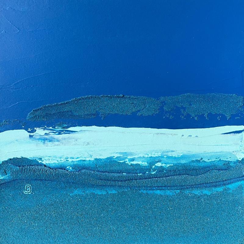 Gemälde Carré Bleu 5 von CMalou | Gemälde Materialismus Sand Minimalistisch