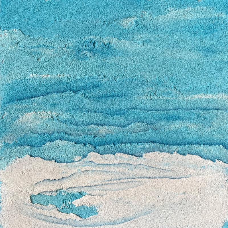 Gemälde Carré Turquoise 4 von CMalou | Gemälde Materialismus Minimalistisch Sand