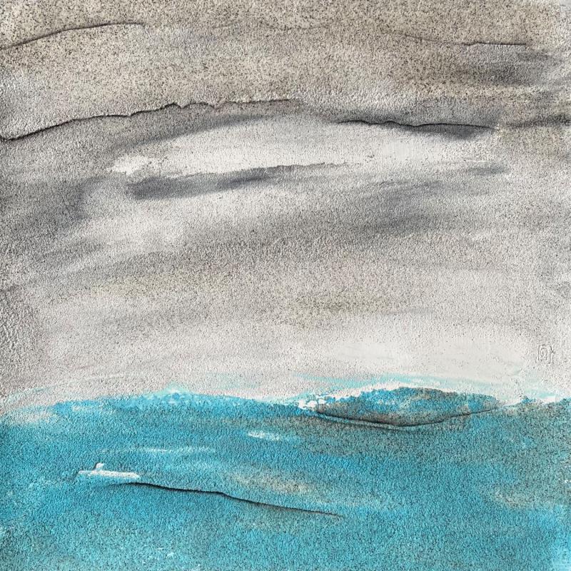 Gemälde Carré Turquoise 3 von CMalou | Gemälde Materialismus Minimalistisch Sand