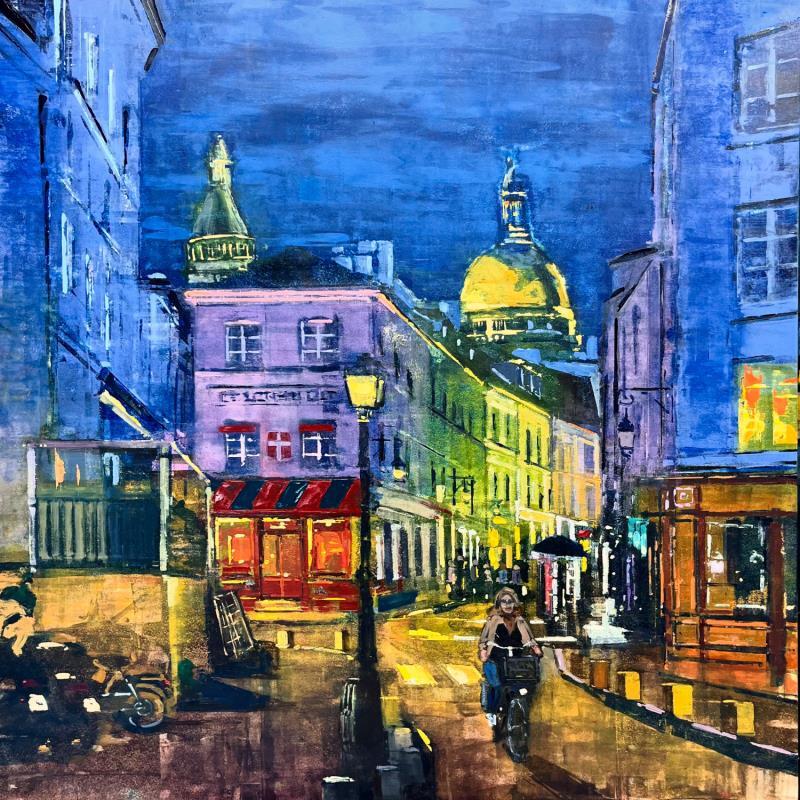 Peinture Soirée à Montmartre par Faveau Adrien | Tableau Figuratif Huile Urbain