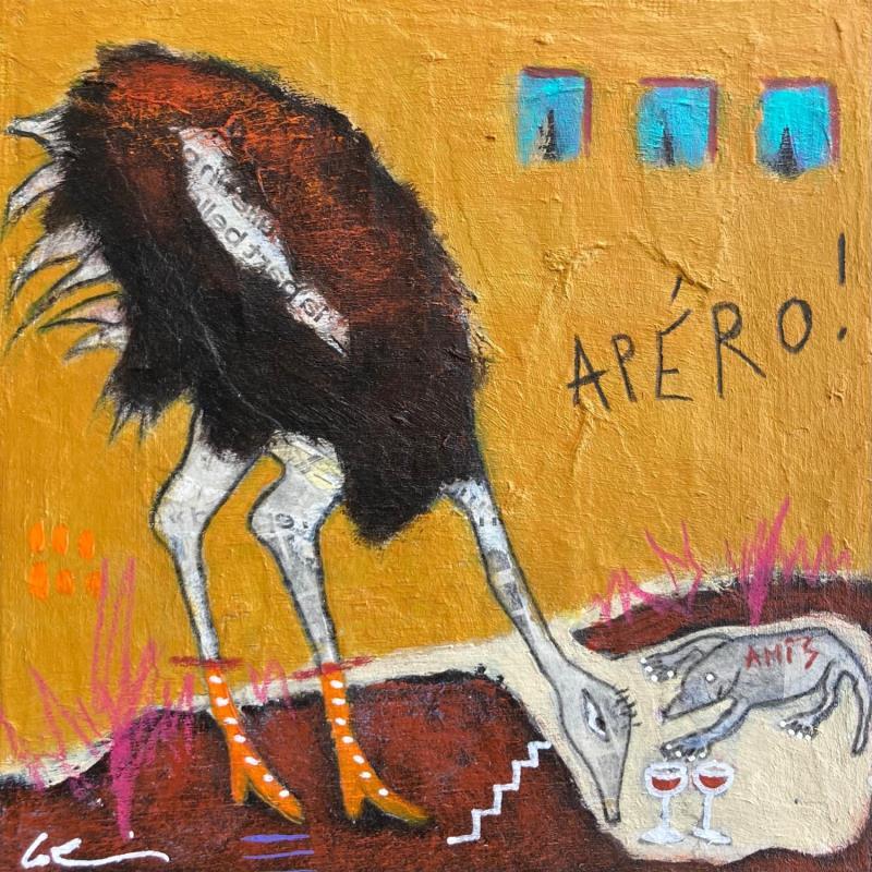 Gemälde Apéro! von Colin Sylvie | Gemälde Art brut Tiere Acryl Collage Pastell