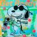 Gemälde Snoopy polaroid von Kikayou | Gemälde Pop-Art Pop-Ikonen Graffiti Acryl Collage