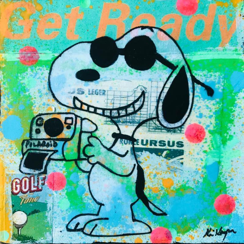 Painting Snoopy polaroid by Kikayou | Painting Pop-art Pop icons Graffiti Acrylic Gluing