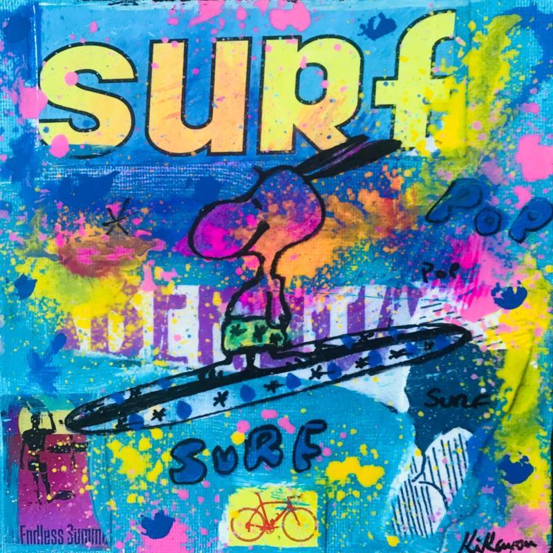 Painting Snoopy surf by Kikayou | Painting Pop-art Pop icons Graffiti Acrylic Gluing