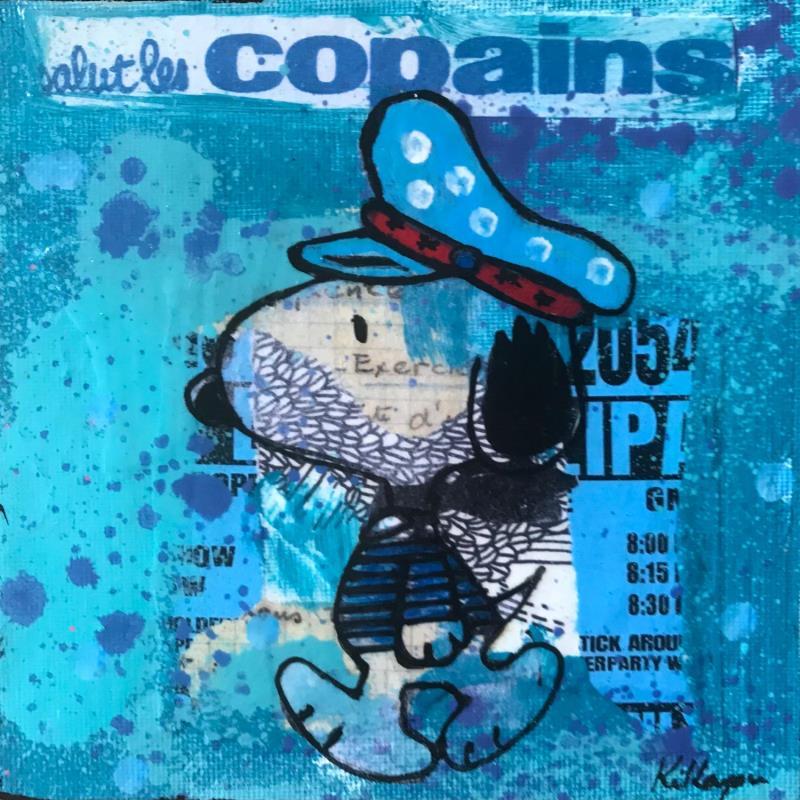 Gemälde Snoopy navy von Kikayou | Gemälde Pop-Art Acryl, Collage, Graffiti Pop-Ikonen