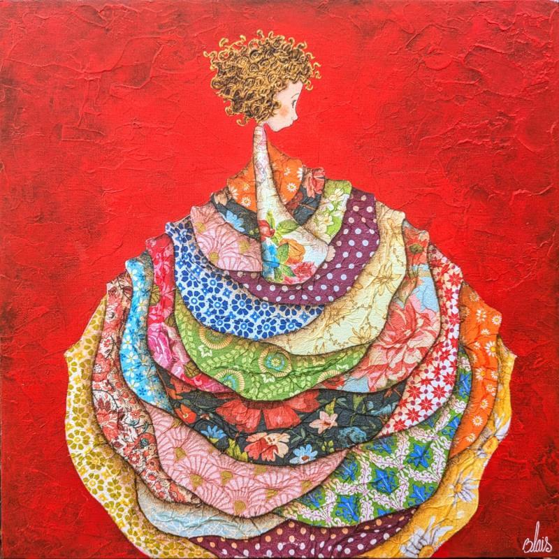 Gemälde Zelda  von Blais Delphine | Gemälde Figurativ Acryl, Collage Alltagsszenen, Kinder