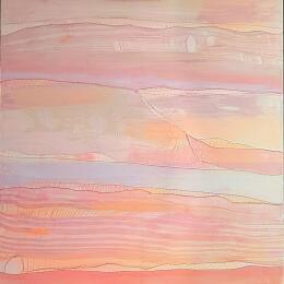 Gemälde Crépuscule A-1 von Settimia Taroux | Gemälde Abstrakt Acryl, Textil Landschaften