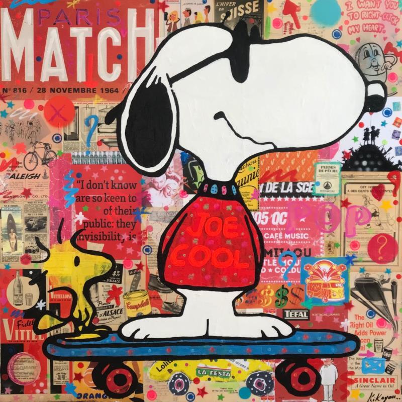 Peinture Snoopy skate vintage par Kikayou | Tableau Pop-art Icones Pop Graffiti Acrylique Collage