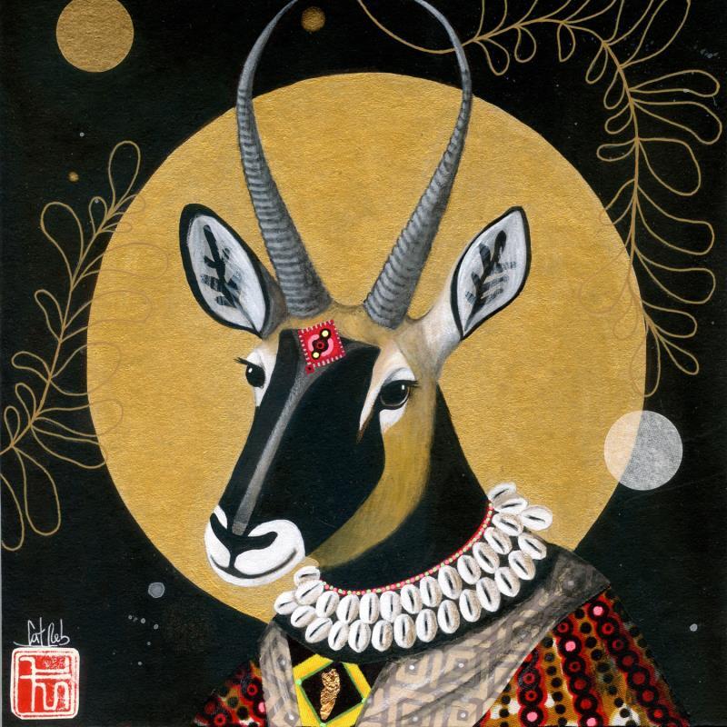 Painting ORYX by Rebeyre Catherine | Painting Naive art Acrylic, Cardboard Animals, Pop icons