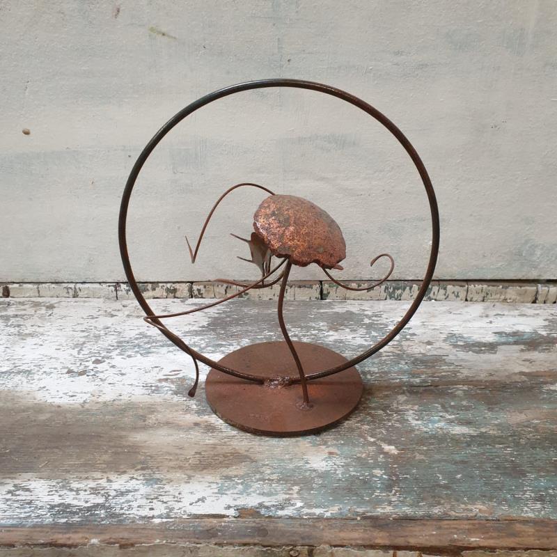Sculpture mini méduse  by Eres Nicolas | Sculpture Figurative Metal Animals