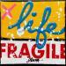 Painting Fragile life (jaune) by Costa Sophie | Painting Pop-art Acrylic Gluing Upcycling