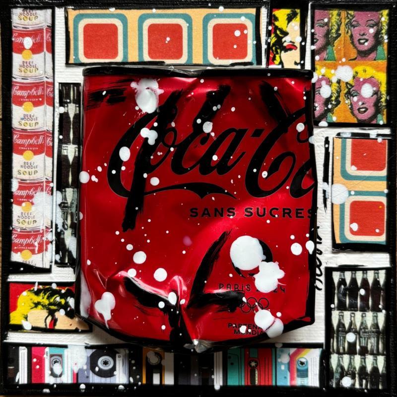 Gemälde Pop coke von Costa Sophie | Gemälde Pop-Art Pop-Ikonen Acryl Collage Upcycling