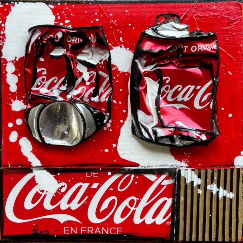 Peinture Coke Only par Costa Sophie | Tableau Pop-art Acrylique Collage Upcycling